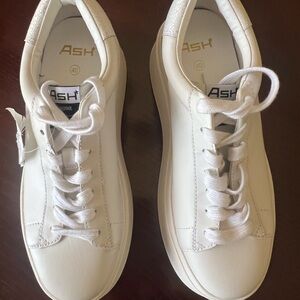 New Ash Ivory Leather Platform Casual Sneakers